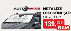 AUTOWARE METALİZE OTO GÜNEŞLİK 130X60 CM AUTOWARE METALİZE OTO GÜNEŞLİK 130X60 CM